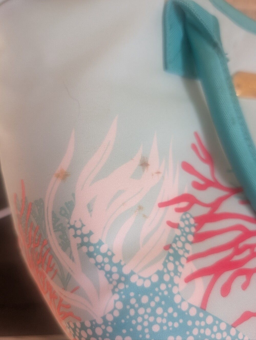 Tupperware Insulated Lunch Tote Beach Coral Starfish Print Aqua Cooler Bag Coast - Picture 8 of 9